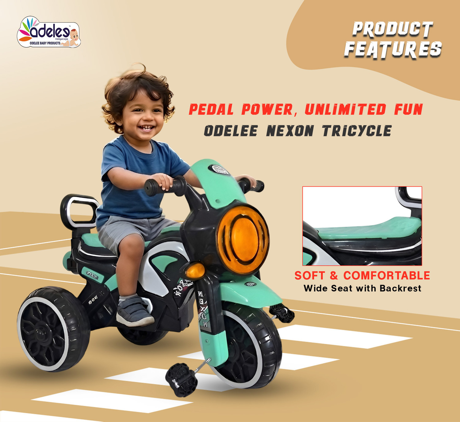 Image of ODELEE Stylish Java Bike Pedal Tricycle for Kids (3-5 years) Java Tricycle Tricycle