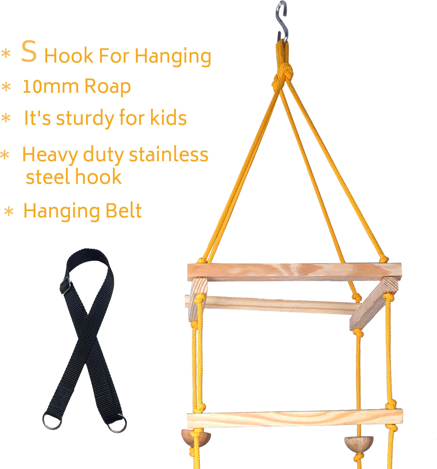 Image of BOFFLE Hanging Squre Ladder for Kids Rope 4-Side Ladder for Kids for Physical Activity