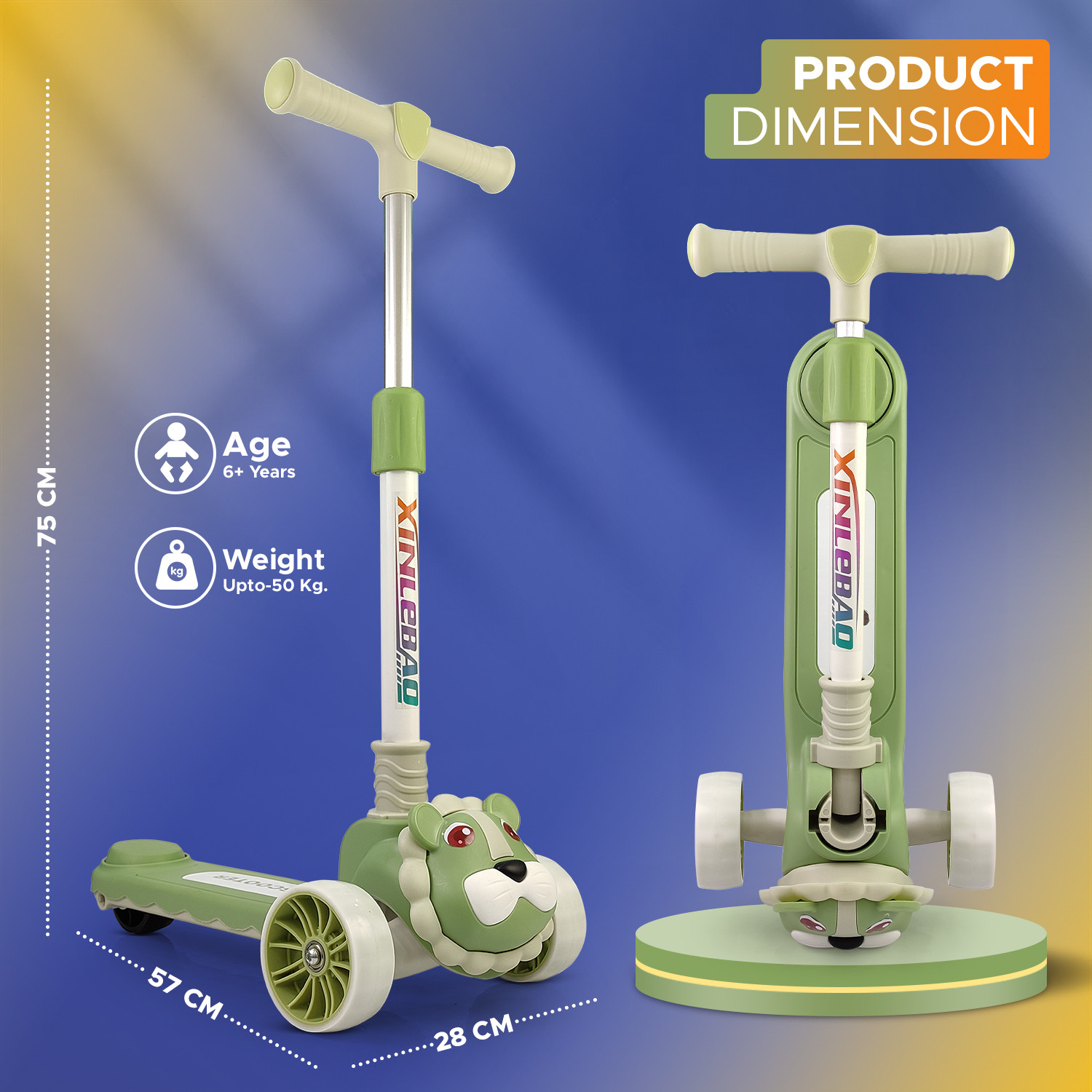 Image of Xaipro Premium Foldable Scooter With Led Light Heavy wheel 12 T (inch) Balance Bike