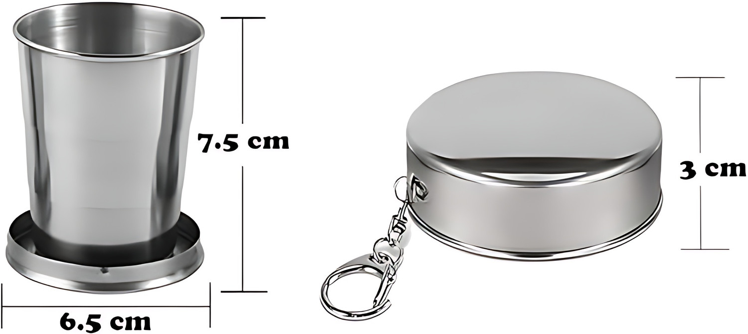 Image of QUARY Small Foldable Glass Compact Portable Folding Stainless Steel Travel Mug(250ml) Oven Outer Door Glass