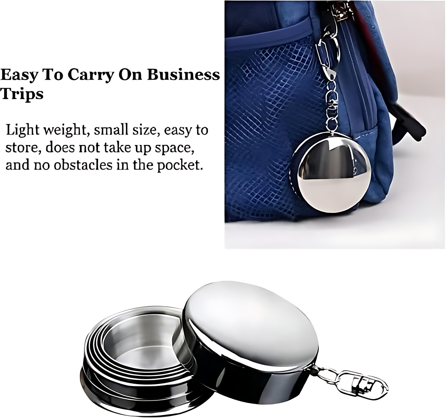 Image of QUARY Small Foldable Glass Compact Portable Folding Stainless Steel Travel Mug(250ml) Oven Outer Door Glass