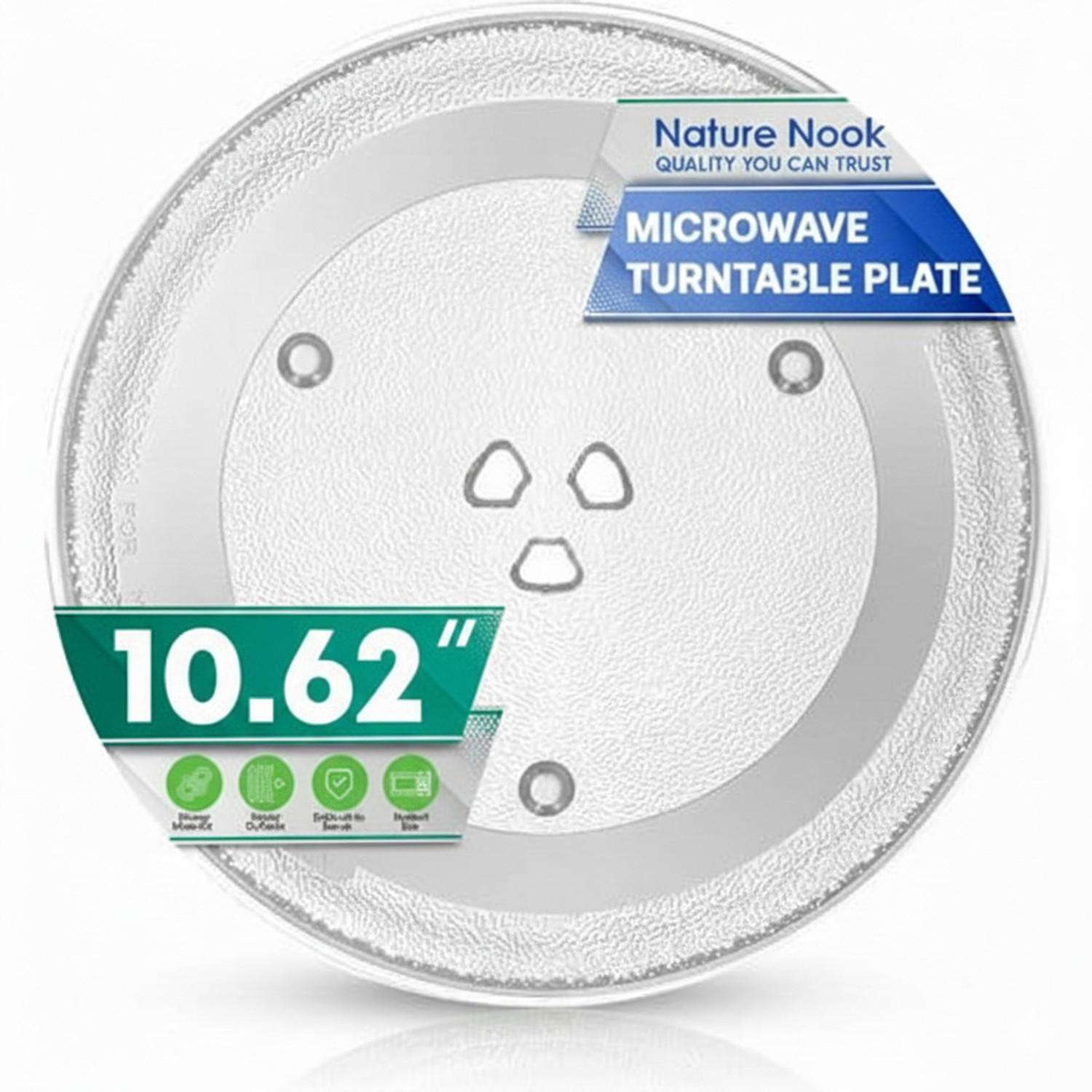 Image of Nature nook 10.62 inch microwave glass plate | universal microwave plate replacement Fiber Glass Microwave Turntable Plate