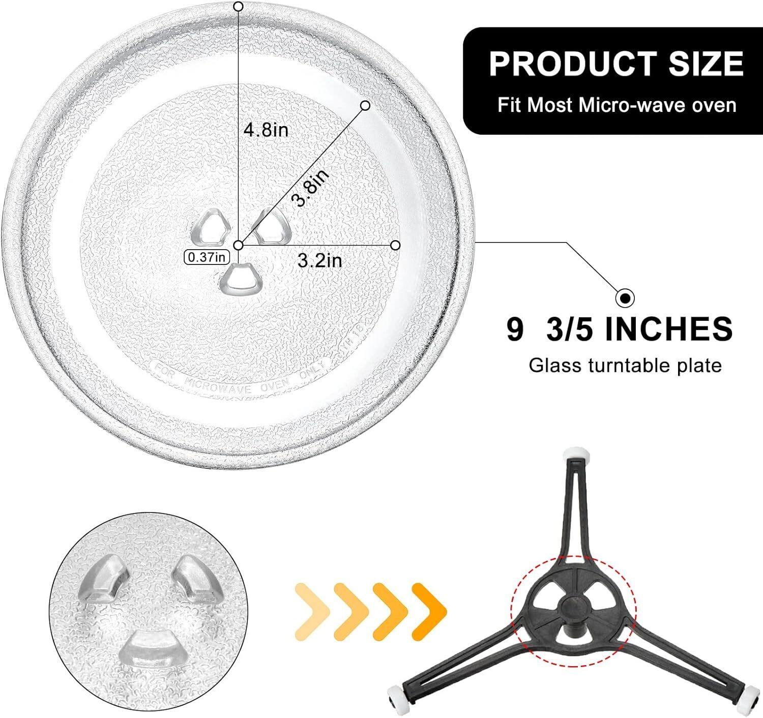 Image of JEPISHA 9.6 inch Coupler Turntable Tray For 21L, Suitable for Model: MC2146BRT | Fiber Glass Microwave Turntable Plate