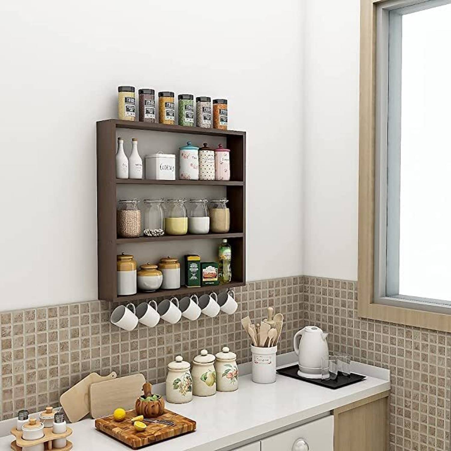 Carvedcreations Containers Kitchen Rack Wood MODERN KITCHEN RACK