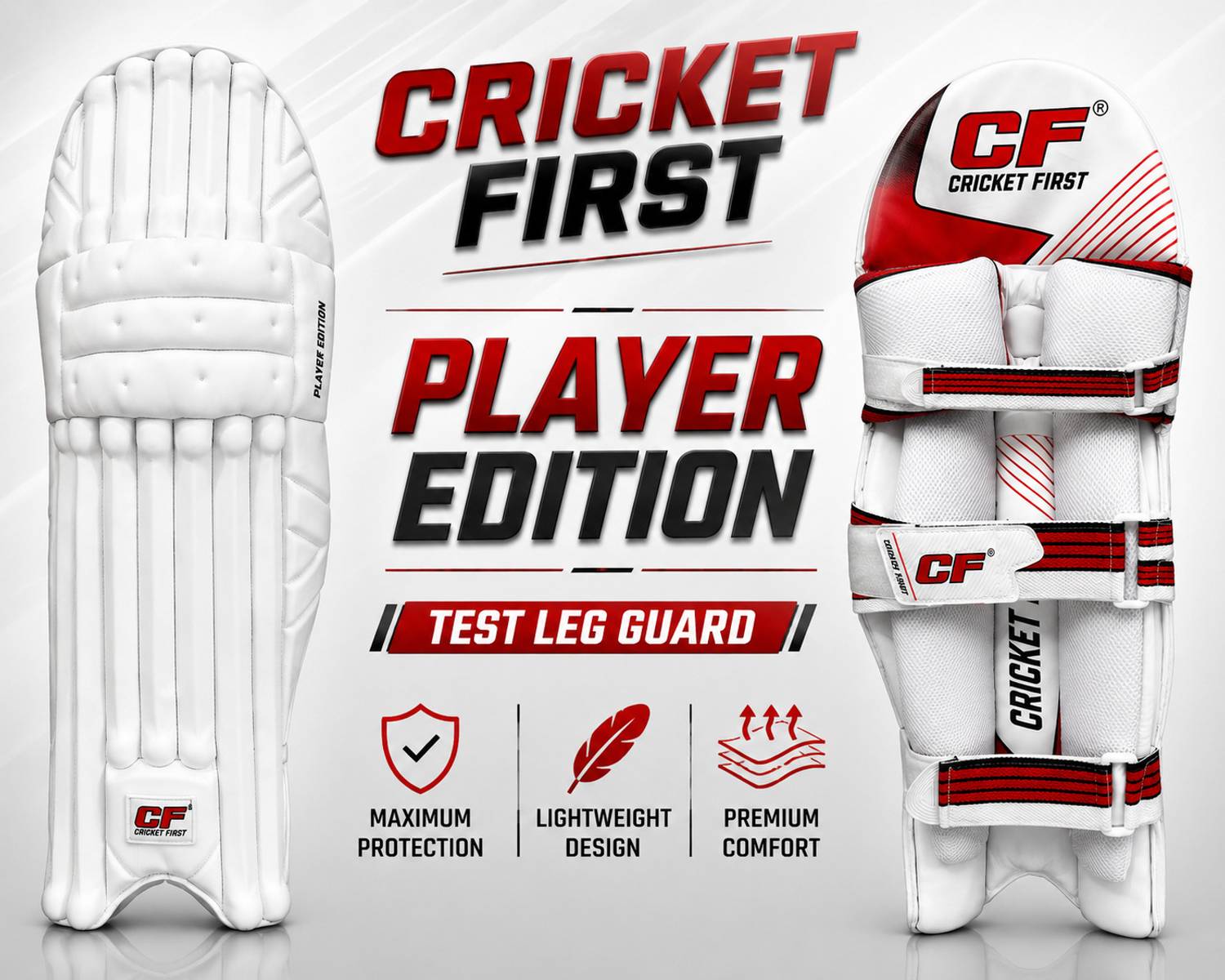 Cricket Full Size Test Batting Leg Guards for Right Hand Batsman - Image 2