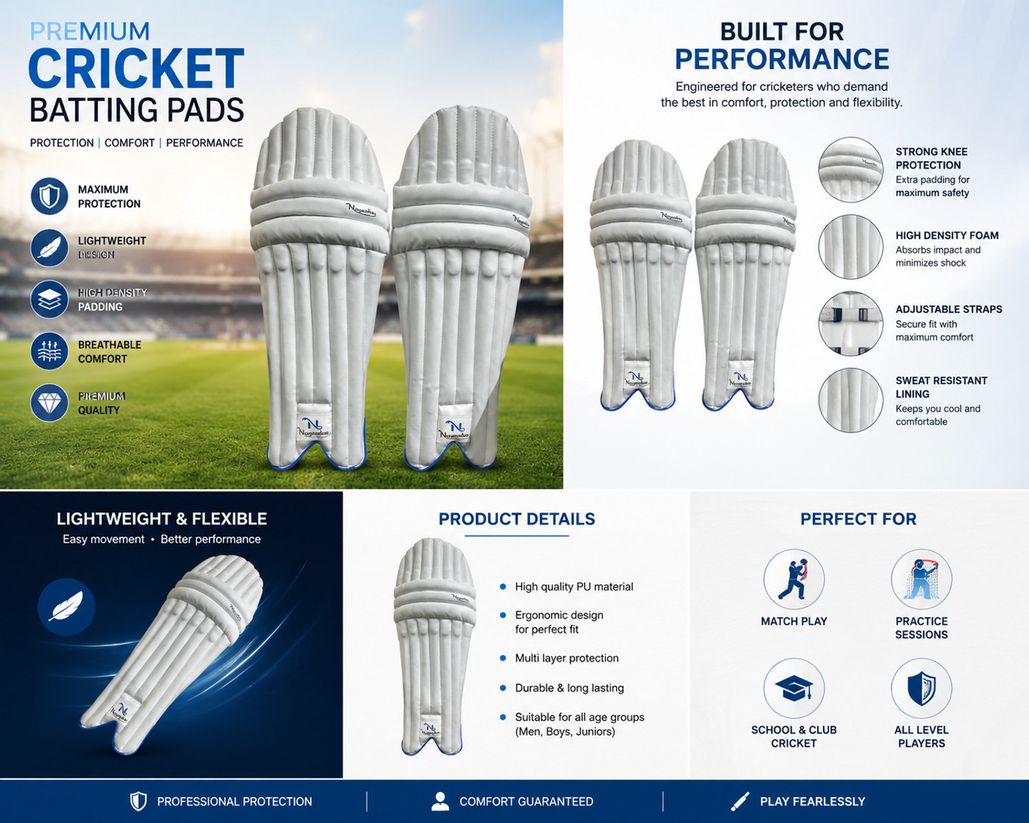Image of Nagaebu CRICKET BATTING PAD Men's (39 - 43 cm) Batting Pad