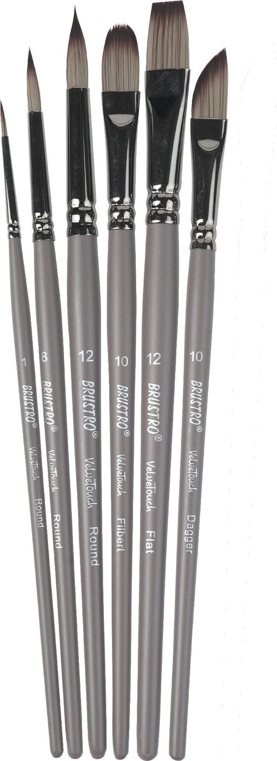 Image of BRuSTRO VelveTouch Artist brushes for Watercolor, Gouache, Acrylics and oil Brush