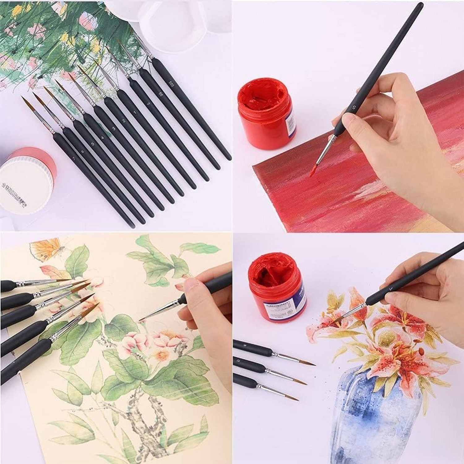 Image of BM RETAIL 6 PCS Detailing Paint Brushes Set for Fine Detailing Round Pointed Tip