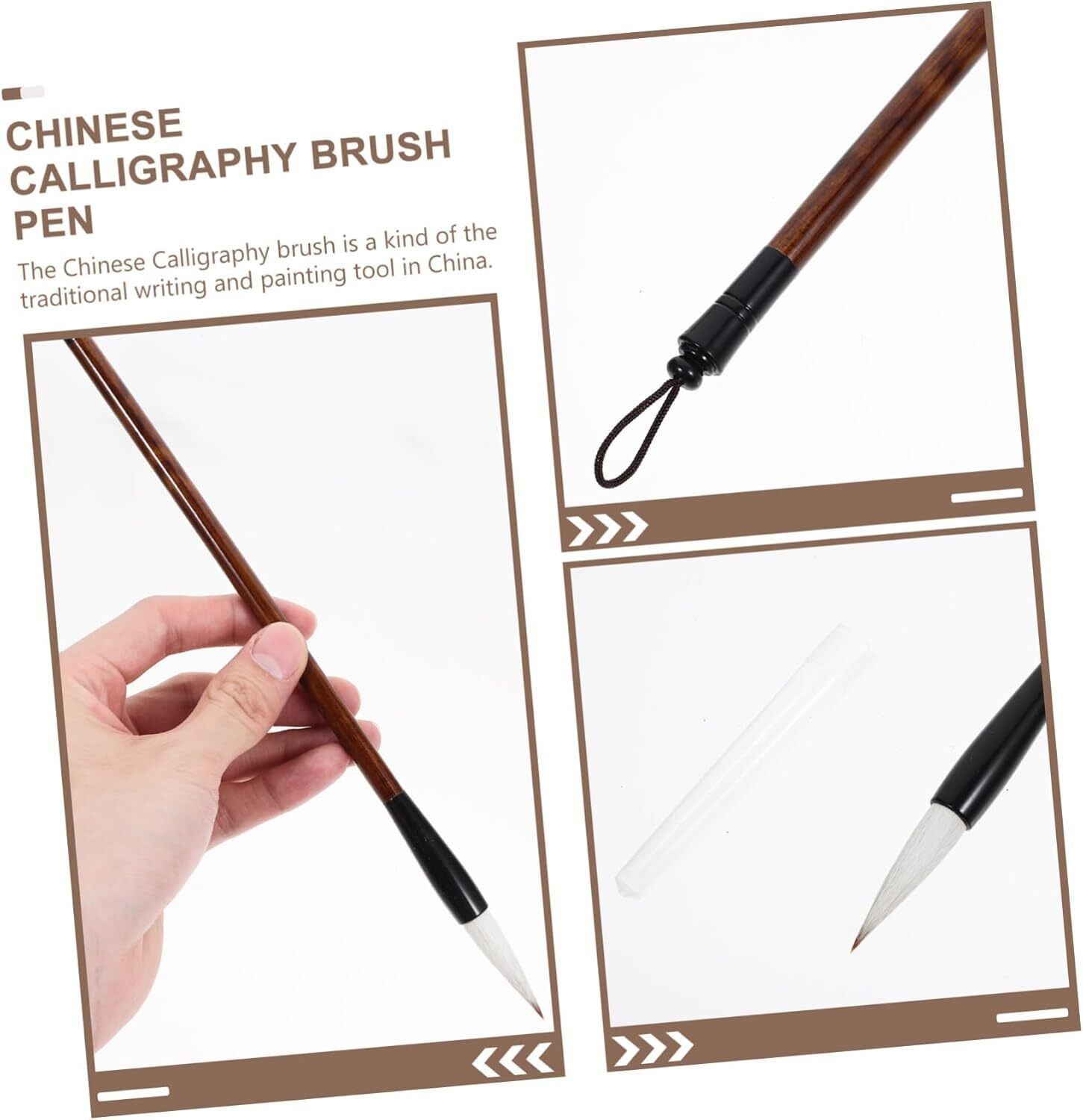 Image of Like it 3pcs Brown Chinese Calligraphy Brush Pen 3pcs Writing Brush