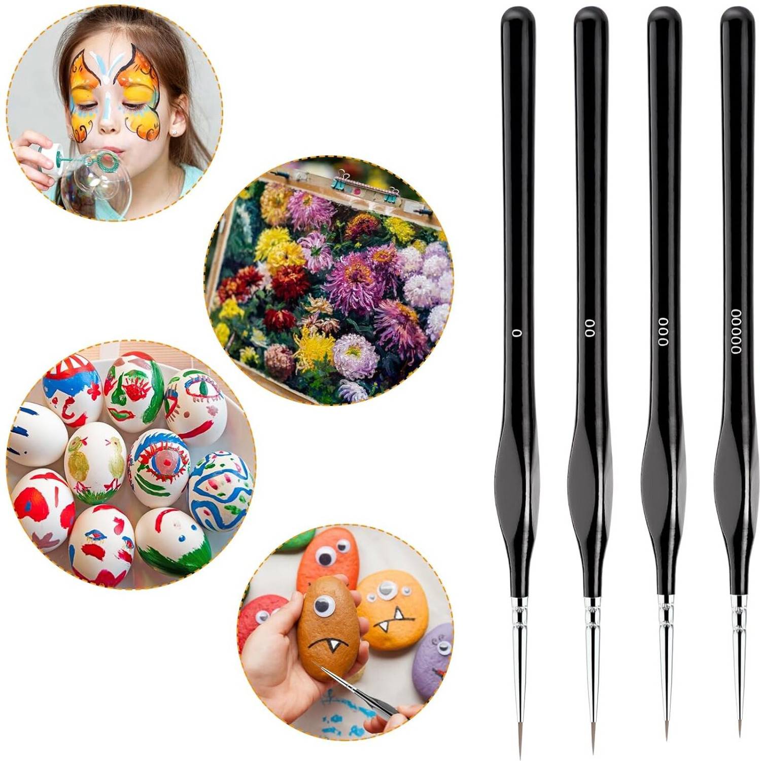 Image of Washify 4 Pieces Fine Detail Paint Brush Set, Professional Thin Paint Brushes