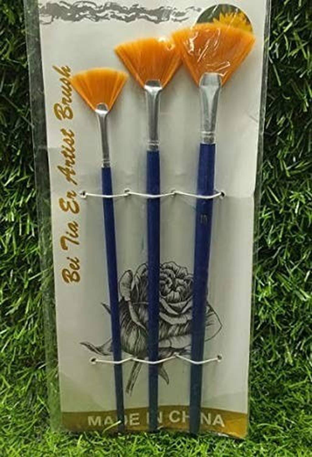 BM RETAIL Set of 3 Synthetic Fan Brushes for Painting Art Craft (Size-2,6,10)Multicolour