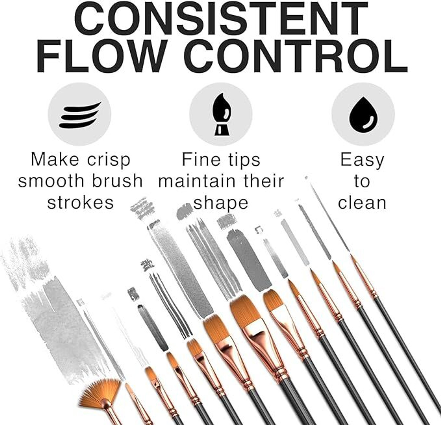 Image of ProStroke Professinal Paint Brush Set for Multipurpose Use Painting Brush Set Nylon Hair