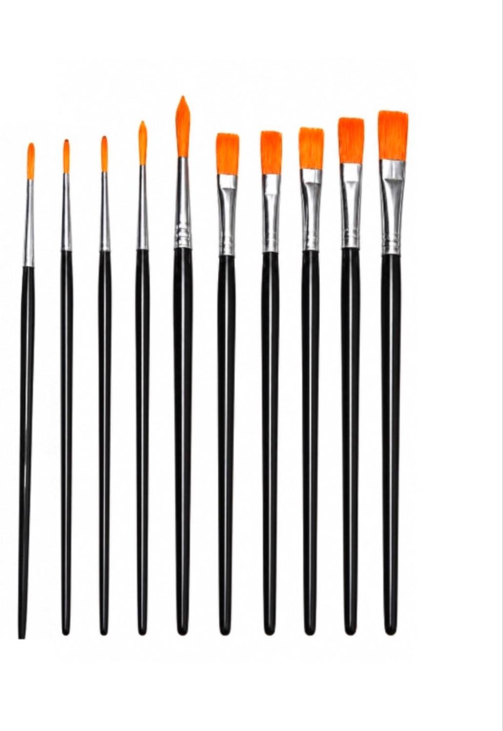 BloomTip Painting Brushes Set of 10 Pcs of Flat and Round Combo Paint Brush