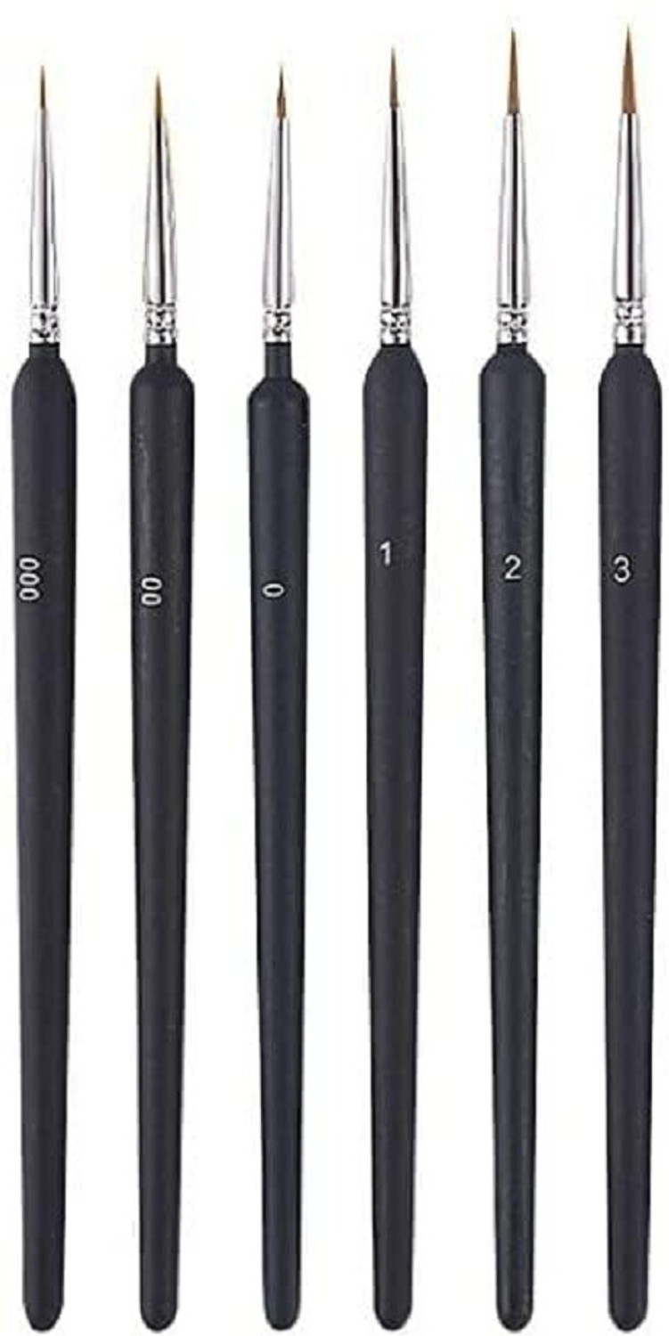 Image of BM RETAIL 6 PCS Detailing Paint Brushes Set for Fine Detailing Round Pointed Tip