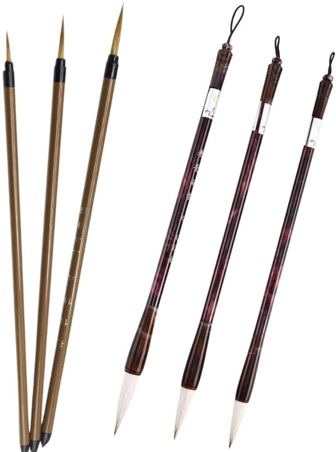 Image of Like it 3pcs Brown Chinese Calligraphy Brush Pen 3pcs Writing Brush