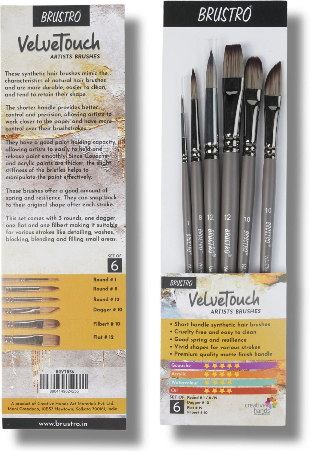 Image of BRuSTRO VelveTouch Artist brushes for Watercolor, Gouache, Acrylics and oil Brush