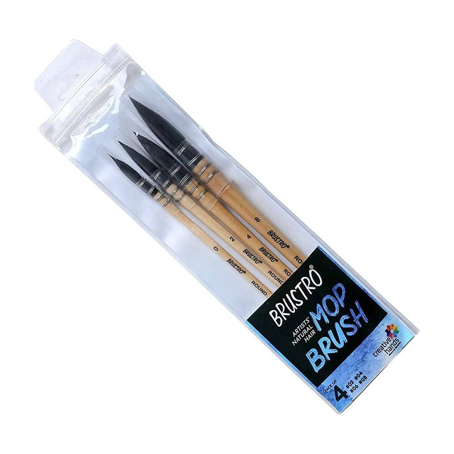 BRuSTRO Natural Hair MOP Brush Set of 4 (0, 2, 4, 8)
