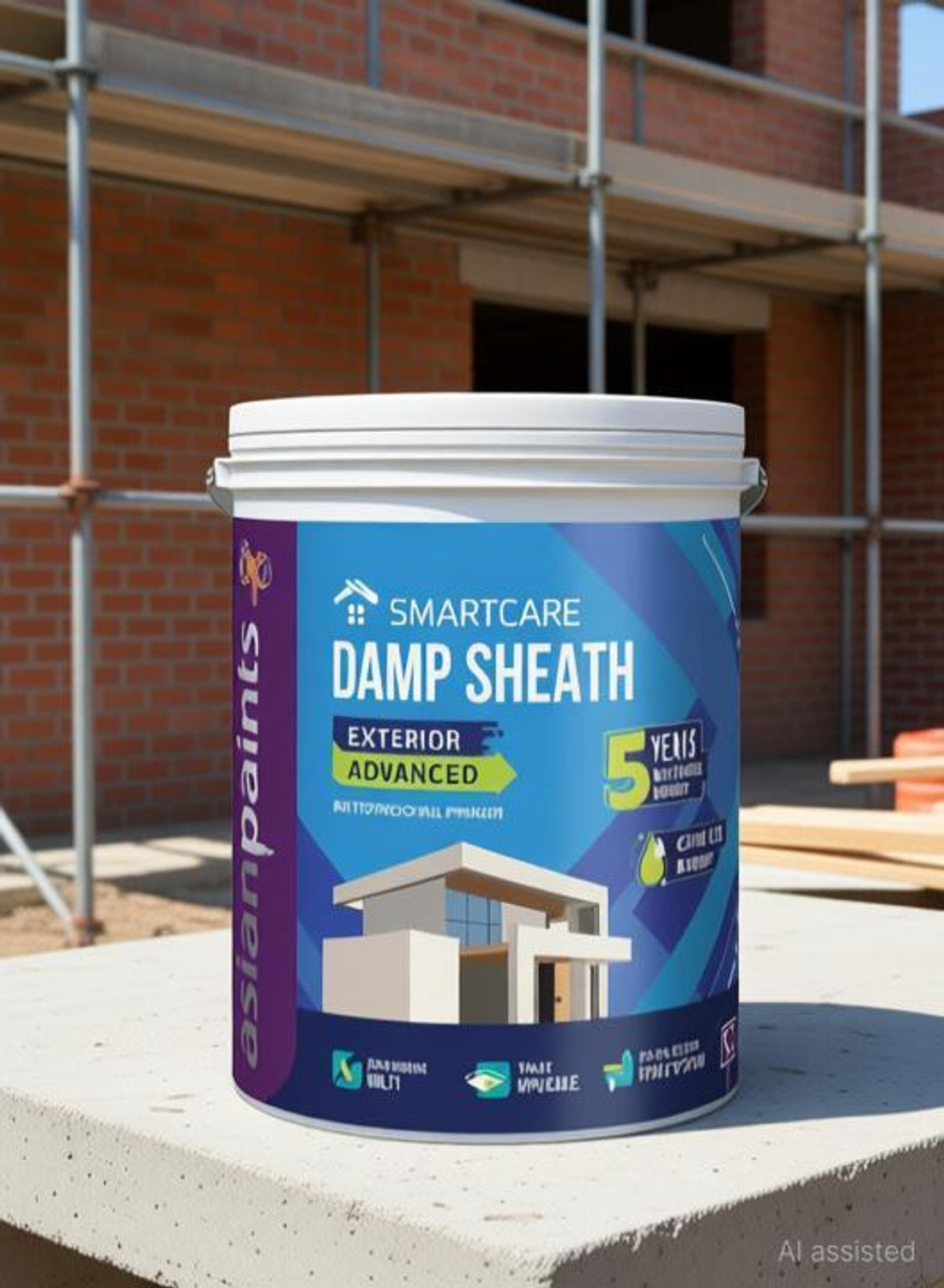 Image of Asian Paints SMARTCARE DAMP SHEATH EXTERIOR WHITE WALL PRIMER WHITE Emulsion Wall Paint