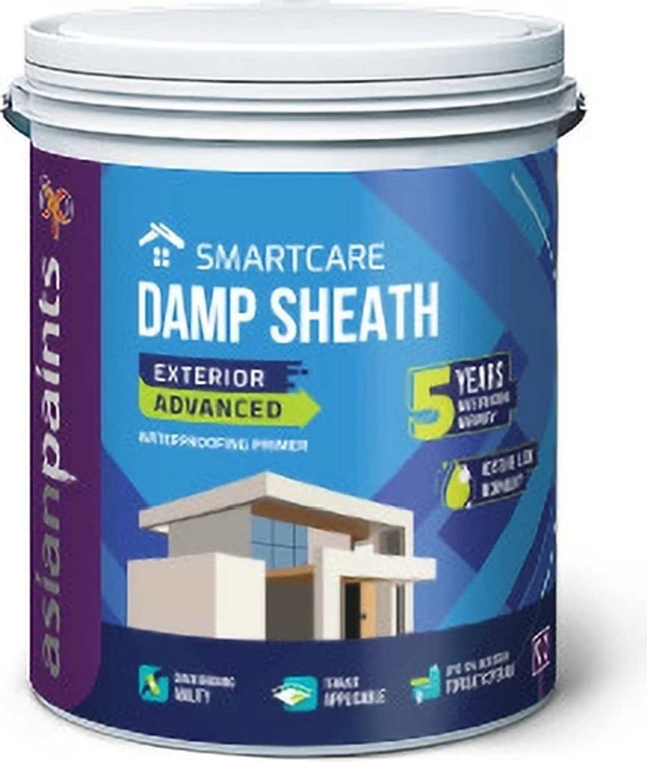 Image of Asian Paints SMARTCARE DAMP SHEATH EXTERIOR WHITE WALL PRIMER WHITE Emulsion Wall Paint