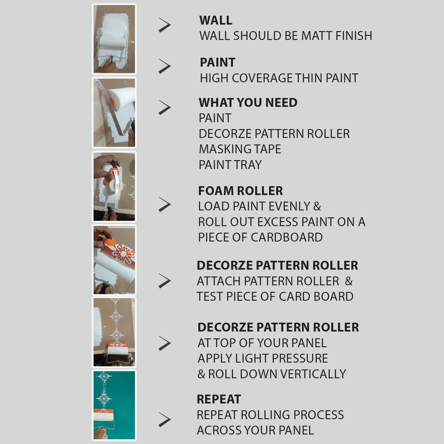 Image of Decorze Patterned Paint Roller for Wall Decor, Foam Roller DPR10 Paint Roller