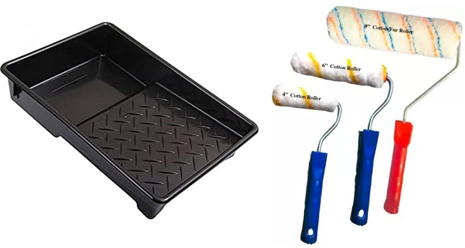 Image of HouseOfCommon 4 inch 6 inch 9 inch PAINT ROLLER WITH PAINT TRAY Paint Roller