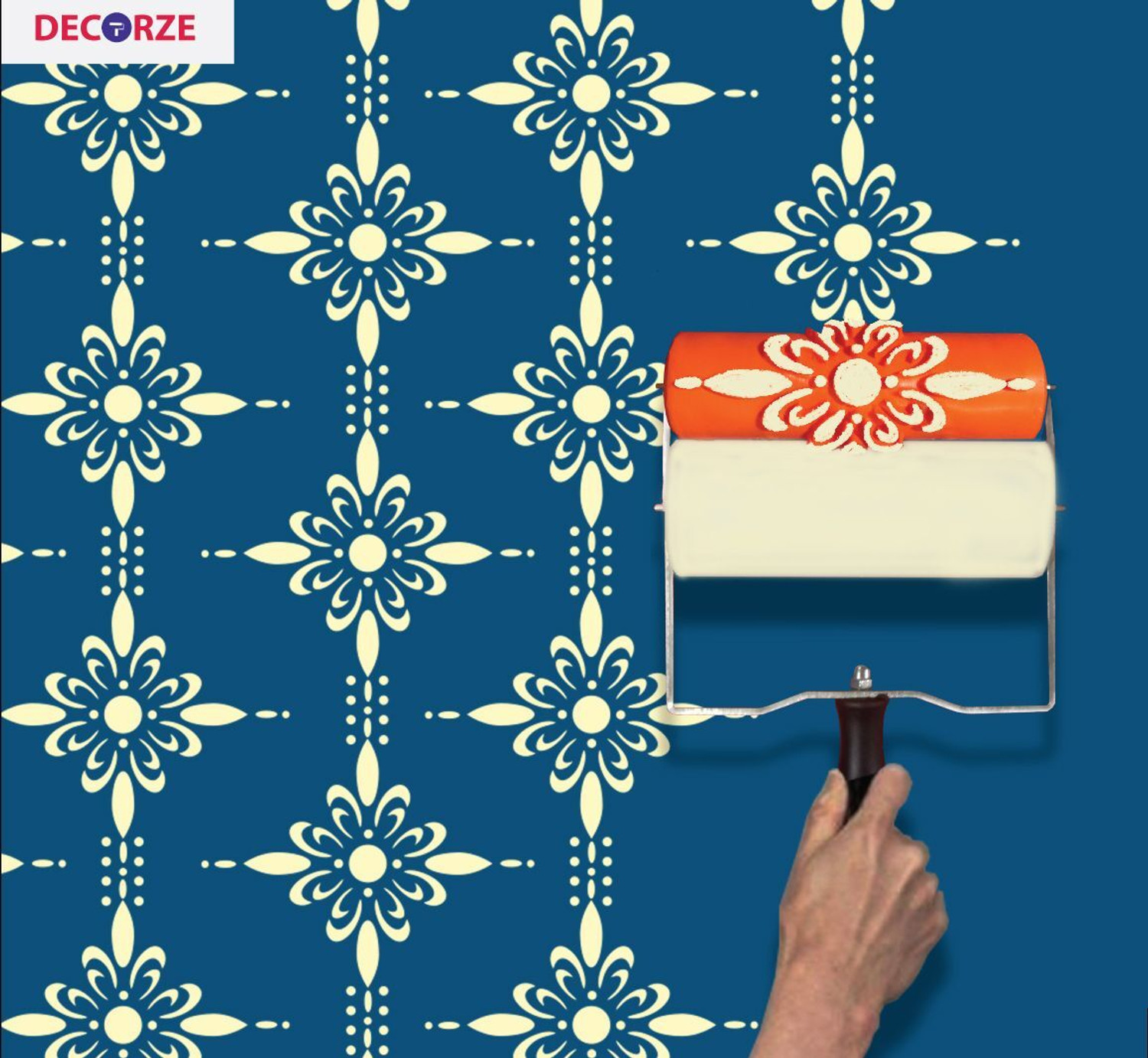 Image of Decorze Patterned Paint Roller for Wall Decor, Foam Roller DPR10 Paint Roller