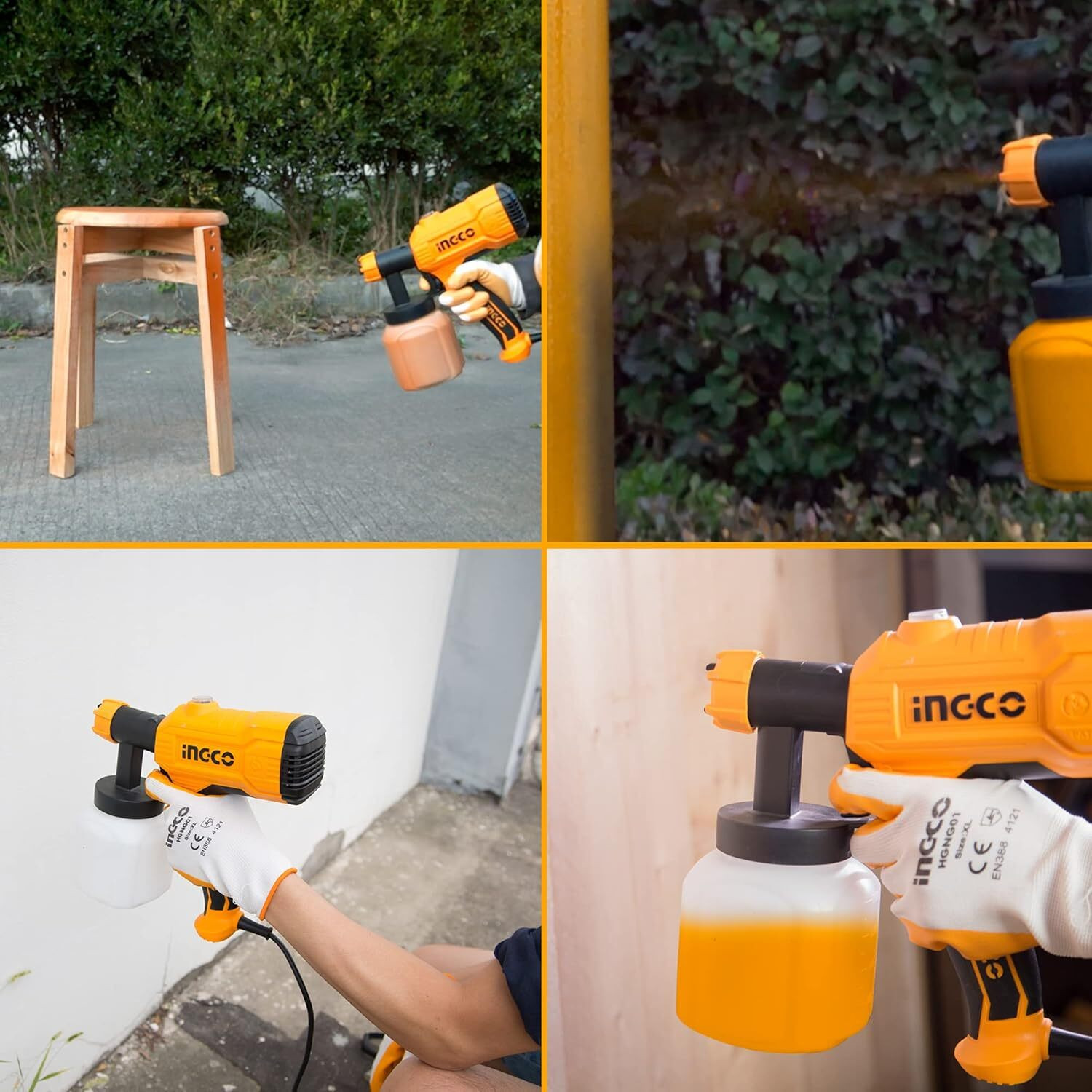 Image of INGCO Pure Copper Nozzle Spray Gun sprayer HVLP Sprayer (Yellow)