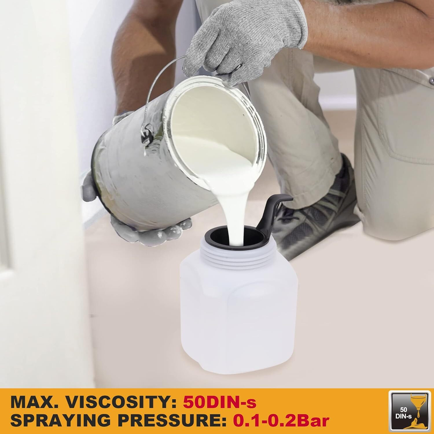 Image of INGCO Pure Copper Nozzle Spray Gun sprayer HVLP Sprayer (Yellow)