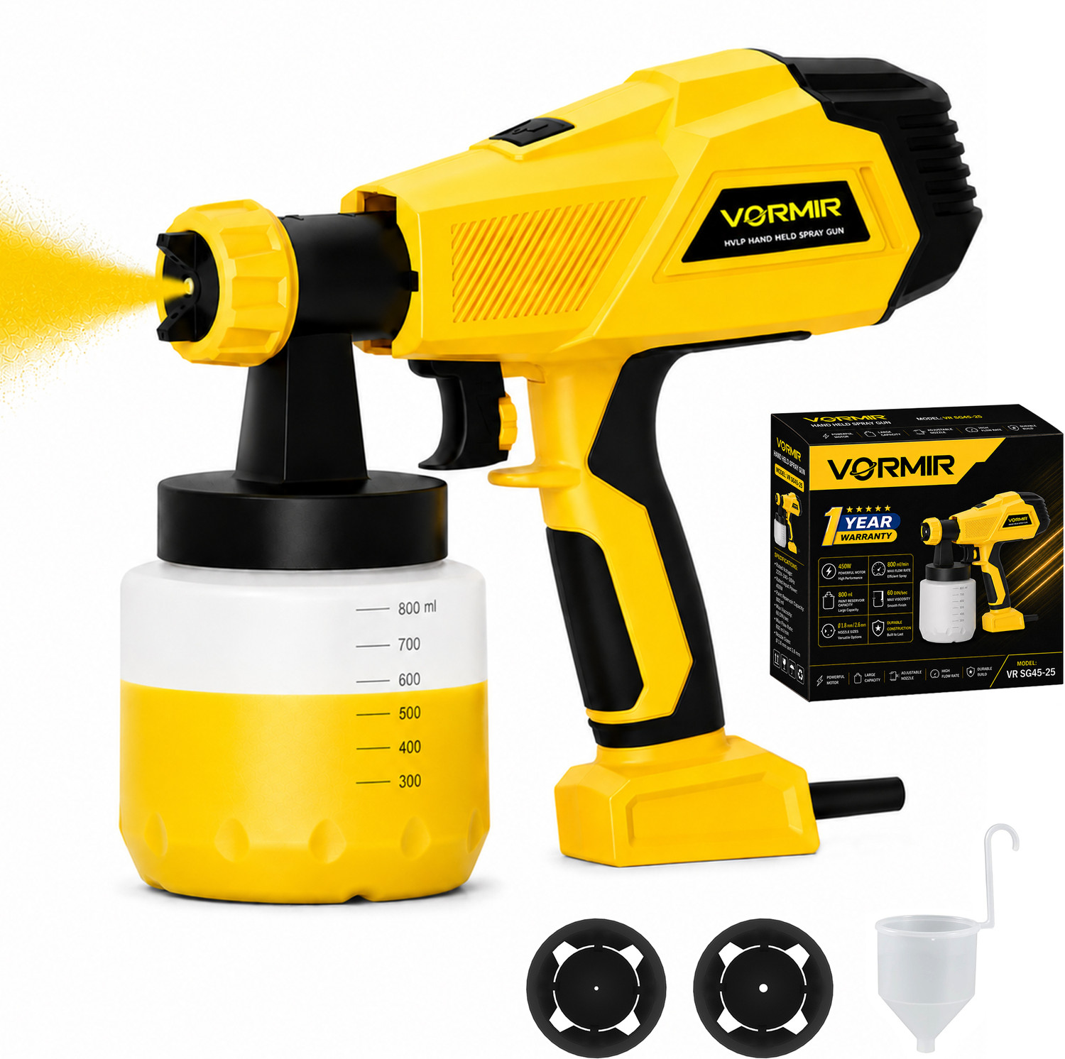 Image of iBELL VORMIR VR SG45-25 Hvlp Paint Sprayer VR SG45-25, 450W, Copper Armature, Paint Reservoir 800Ml HVLP Sprayer