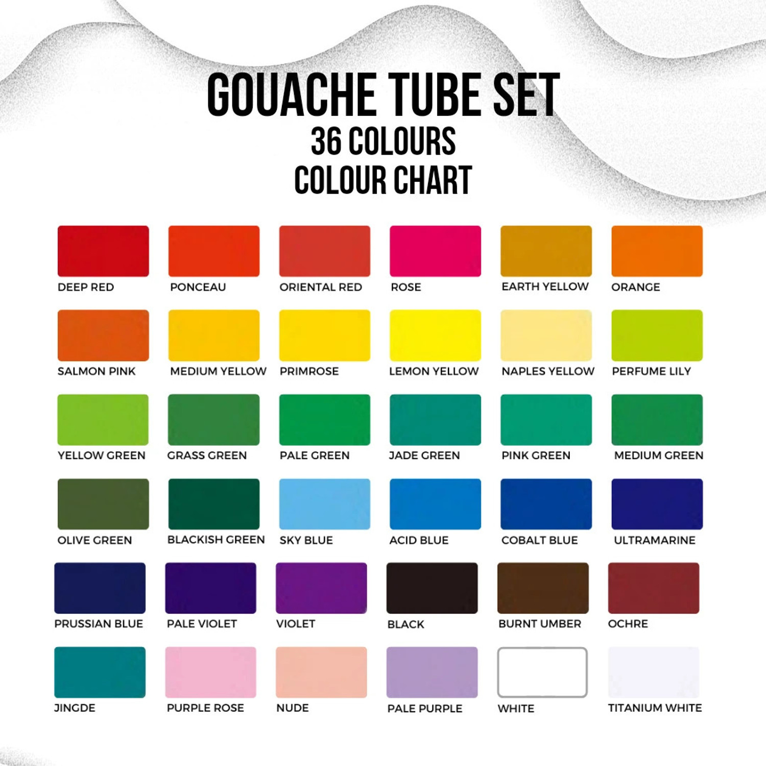 Image of thoovi HIMI - Gouache Paint - 12 ml tubes - New Gen - Yellow cover (12 ml x 36 colours)