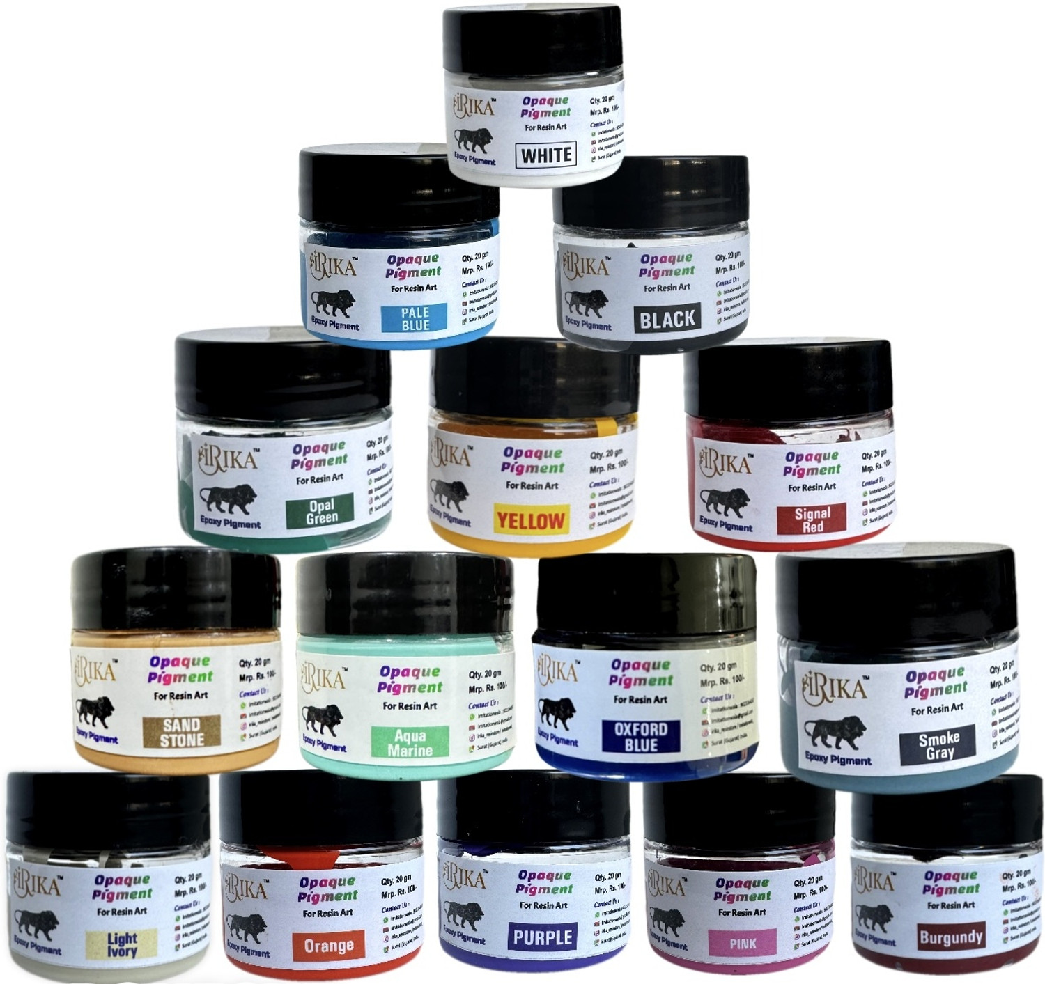 Image of irika Opaque Resin Art Pigment 15 Shade(Qty 20g ) resin art & craft / / epoxy pigment