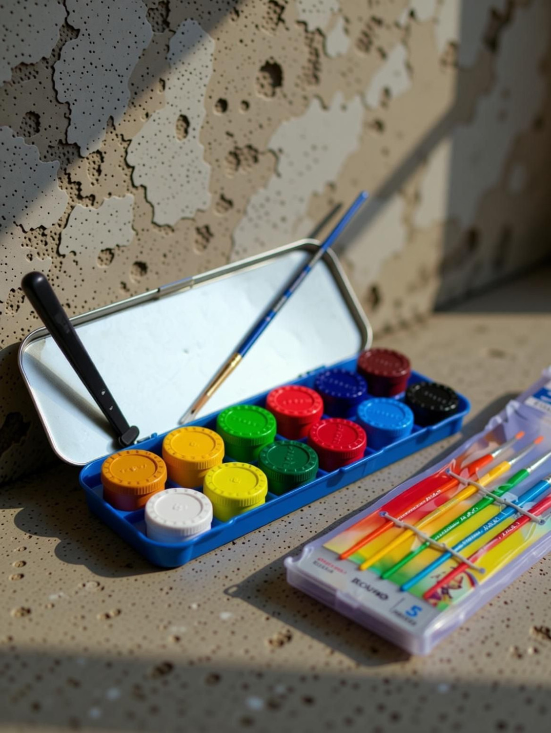 Image of DOMS poster colour 12 shades with brush kit