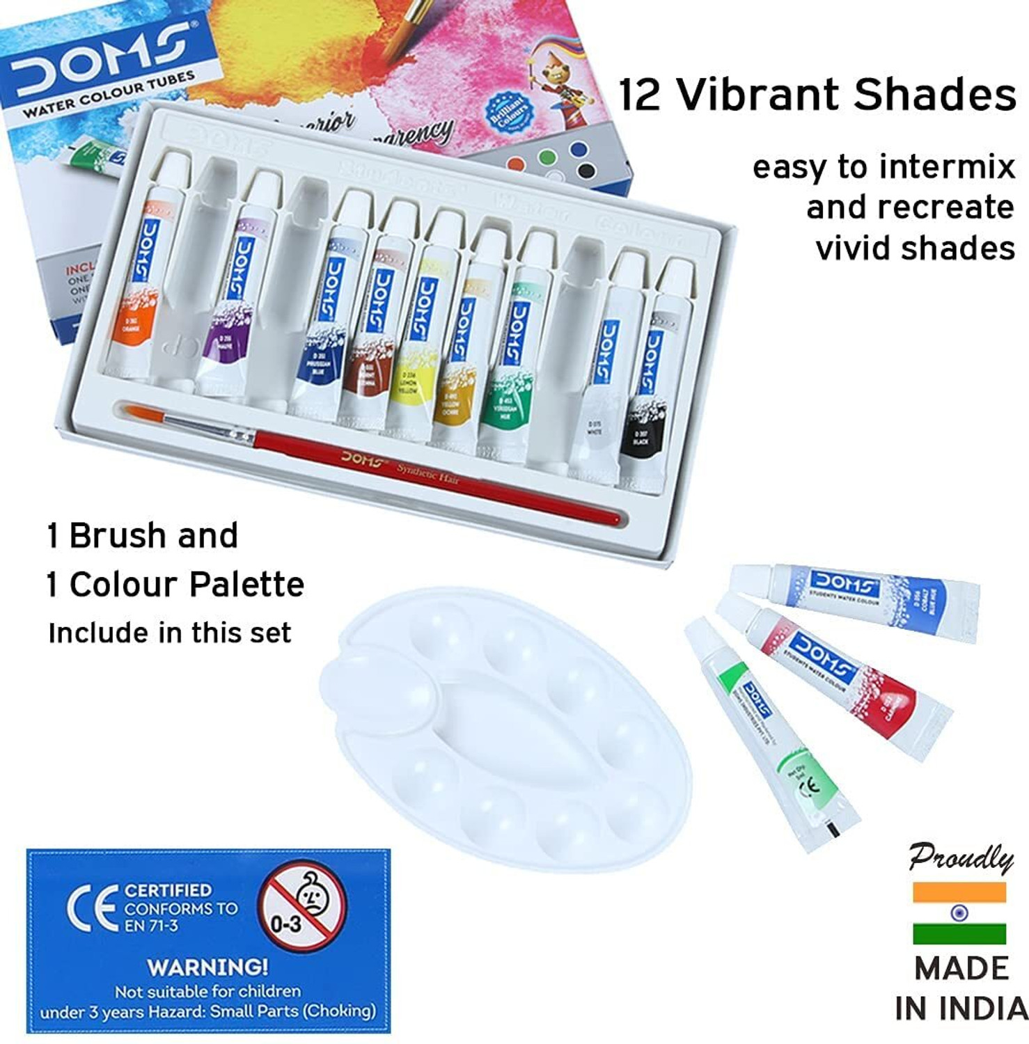 Image of DOMS Water Color Tube with colormate 4 pc Brush