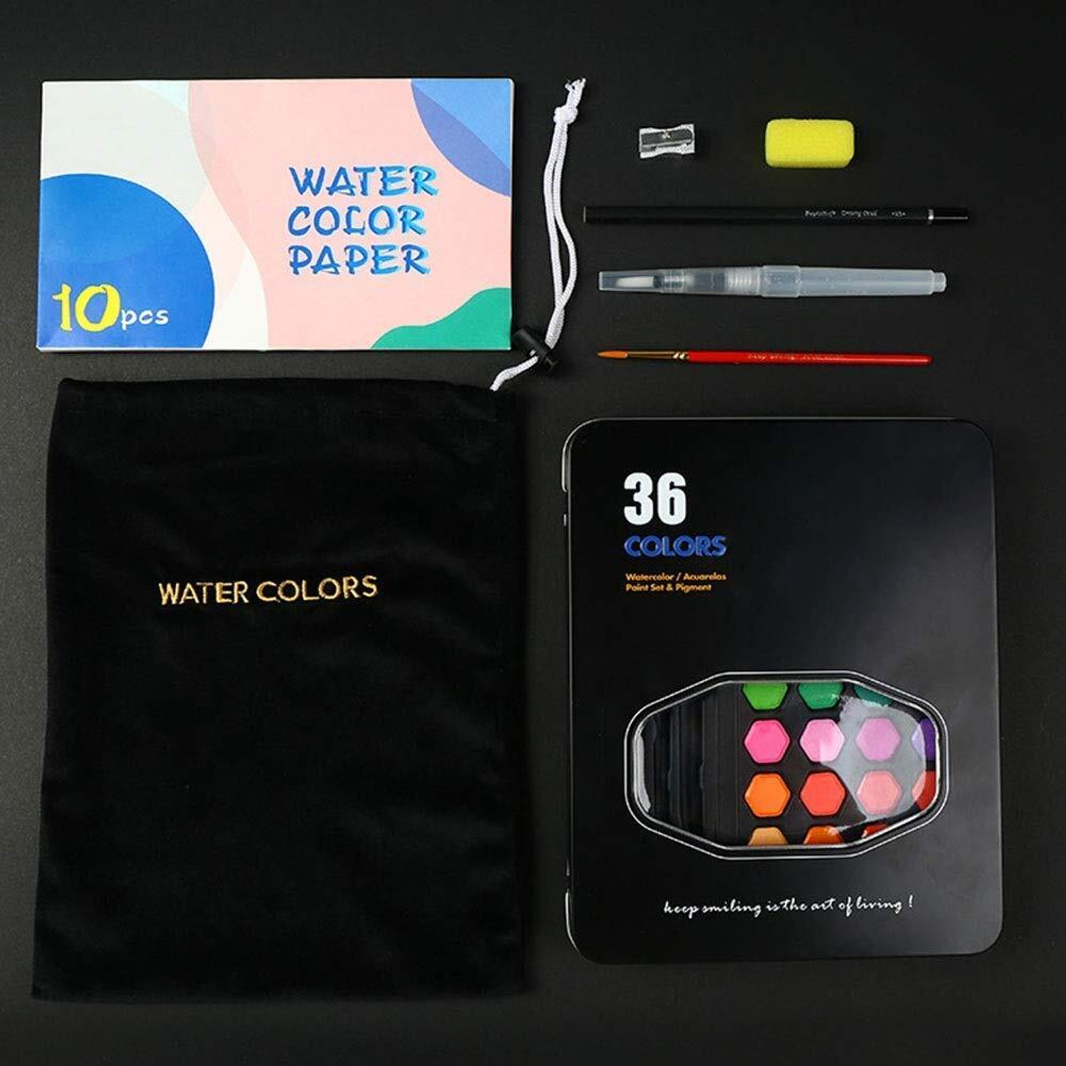 Image of 53 Arts Watercolor Cakes Set Art Painting Kit with Watercolor Paper 36 Colors Multicolor