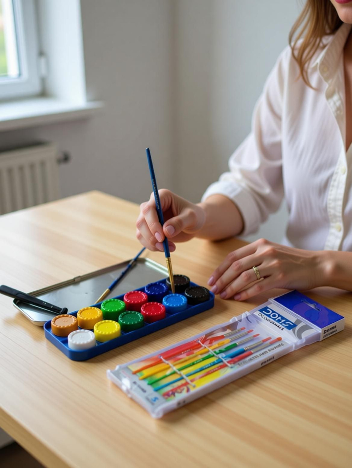 Image of DOMS poster colour 12 shades with brush kit