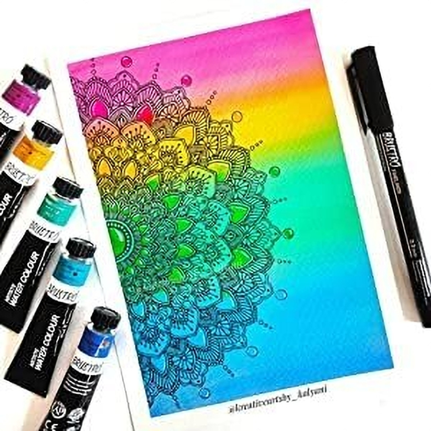 Image of BRuSTRO Artists' Watercolour Set of 12 Colours X 12ML Tubes (Set of 1, Multicolor)