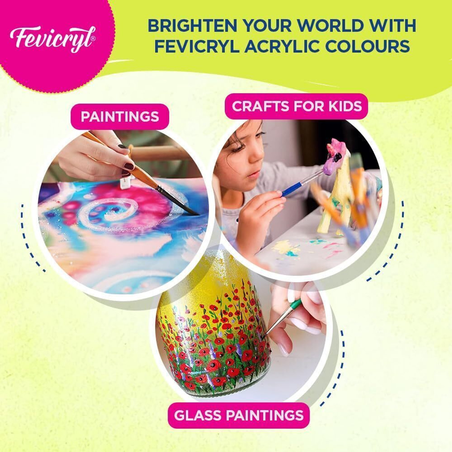 Image of Fevicryl Acrylic Colours Lilac Kit | 6 Colours x 10 ml |