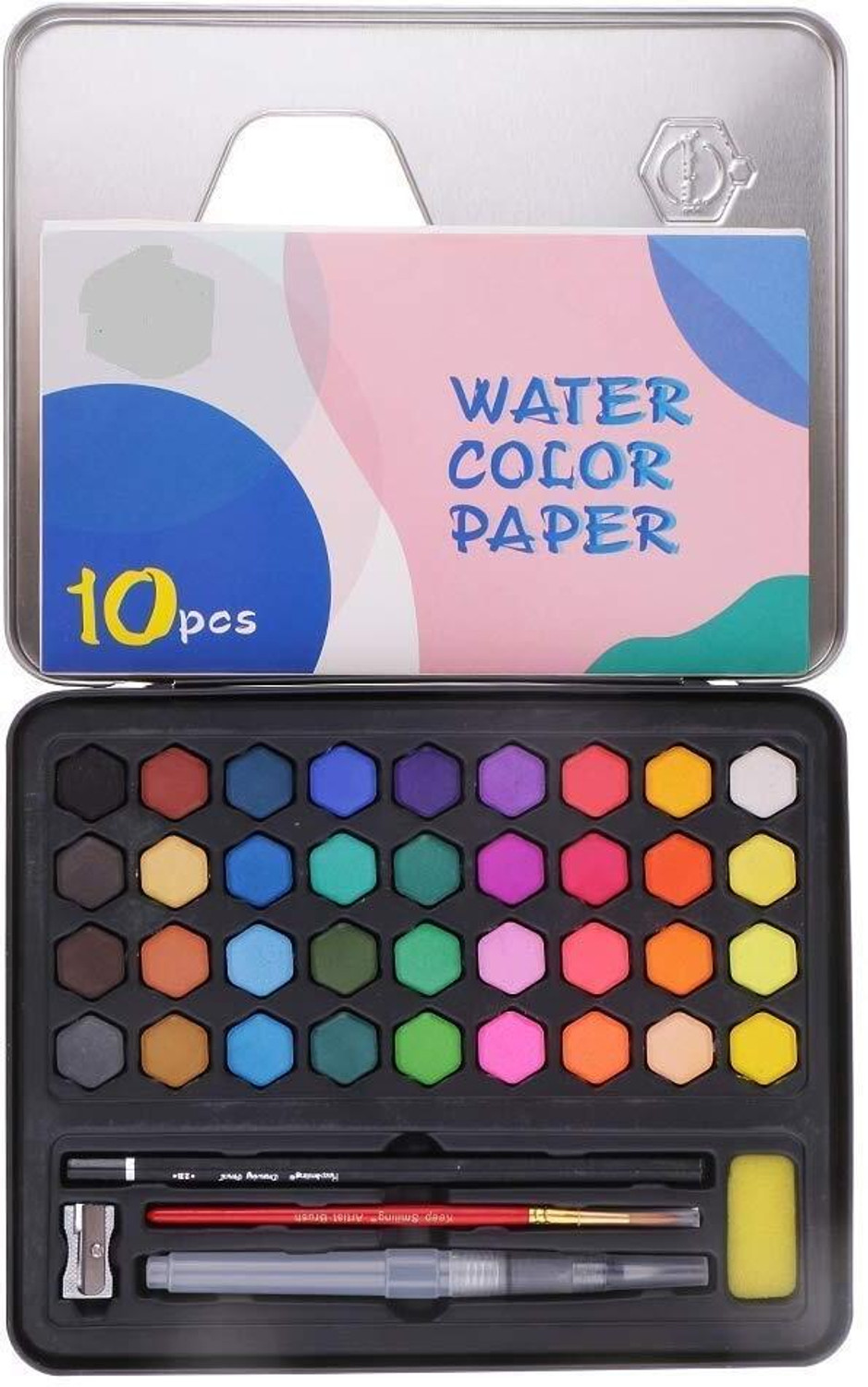 Image of 53 Arts Watercolor Cakes Set Art Painting Kit with Watercolor Paper 36 Colors Multicolor