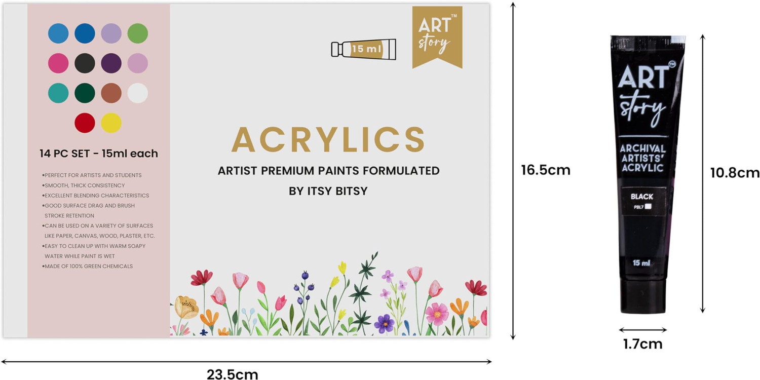 Image of ITSY Bitsy Artists Acrylic Paint Set - 14 Colors X 15ml