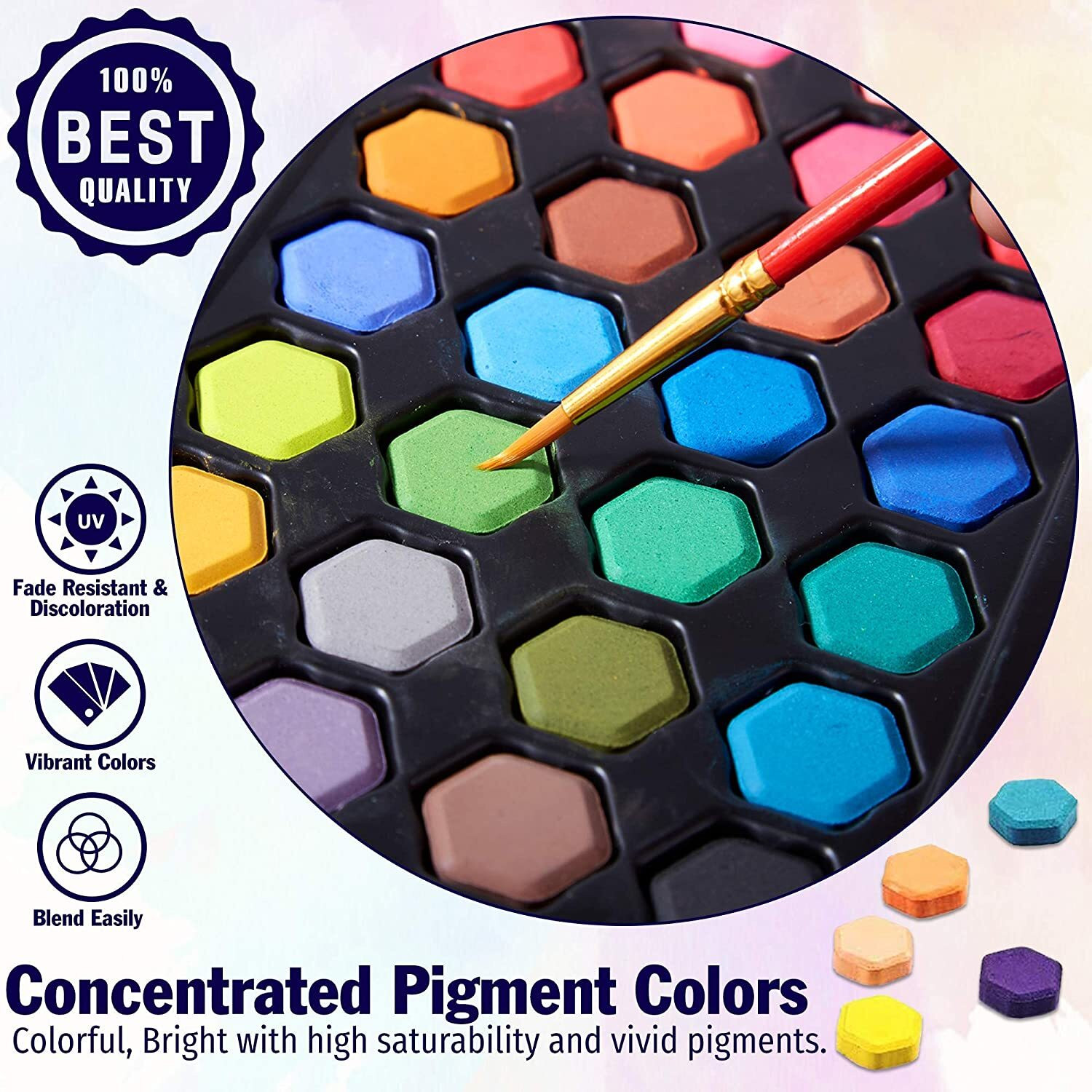 Image of PEACORA Water color Paint Set of 36 Pcs Water Brush Pen Set Solid Watercolor Paints
