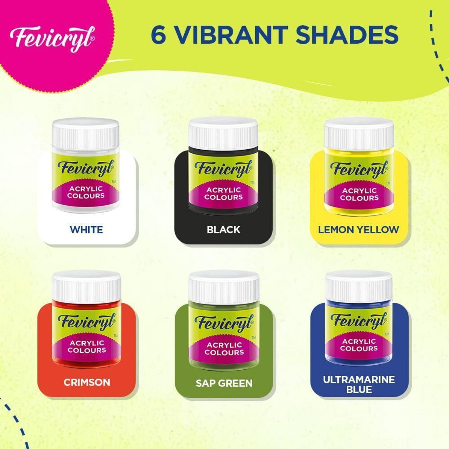 Image of Fevicryl Acrylic Colours Lilac Kit | 6 Colours x 10 ml |