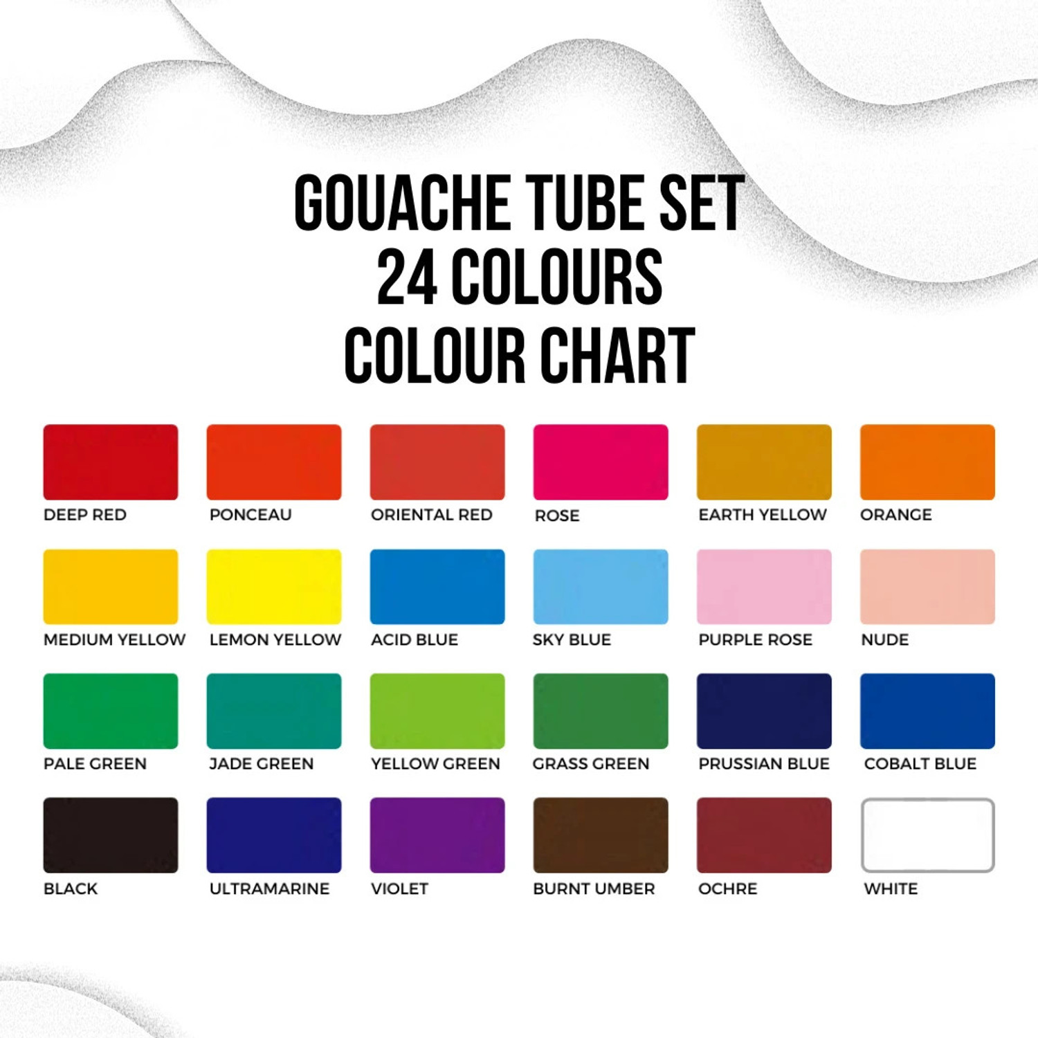 Image of thoovi HIMI - Gouache Paint - 12 ml tubes - New Gen - Yellow cover (12 ml x 24 colours)