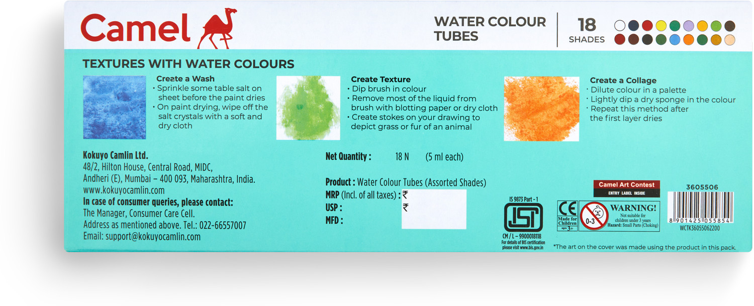 Image of Camel Student Water Colour Tubes - 18 Shades