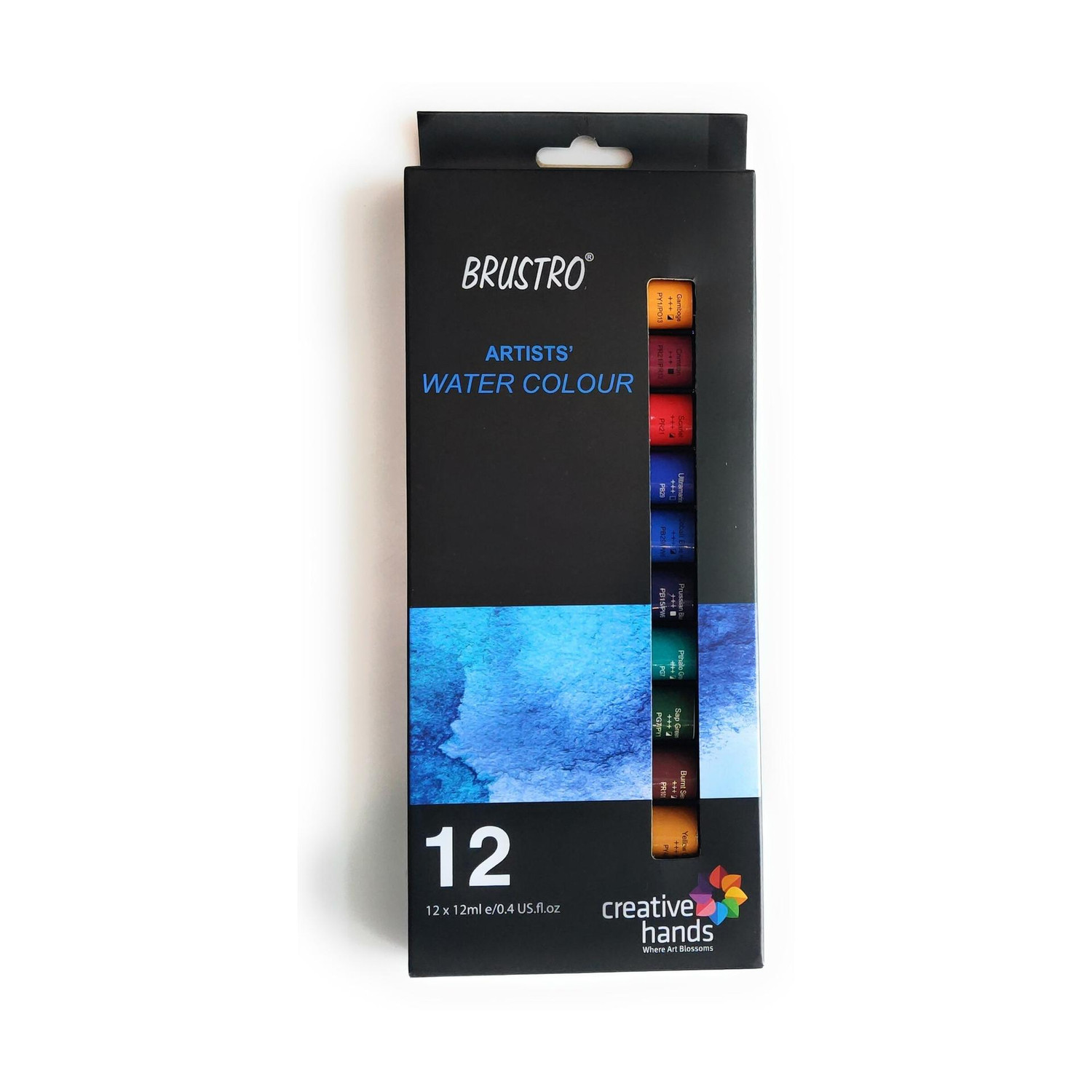 Image of BRuSTRO Artists' Watercolour Set of 12 Colours X 12ML Tubes (Set of 1, Multicolor)