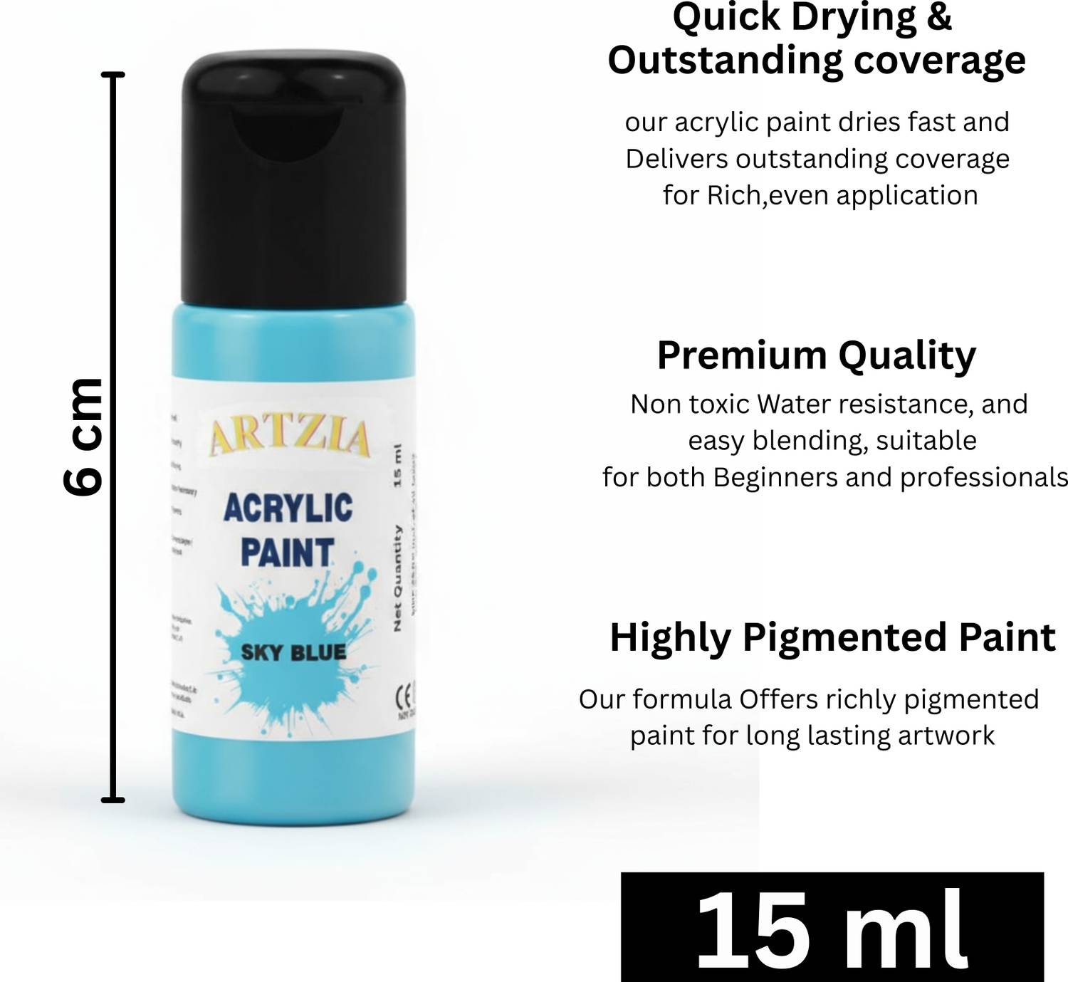 ARTZIA Acrylic Colors 12x180ml with 5 Brushes Pack of 12 - Image 4