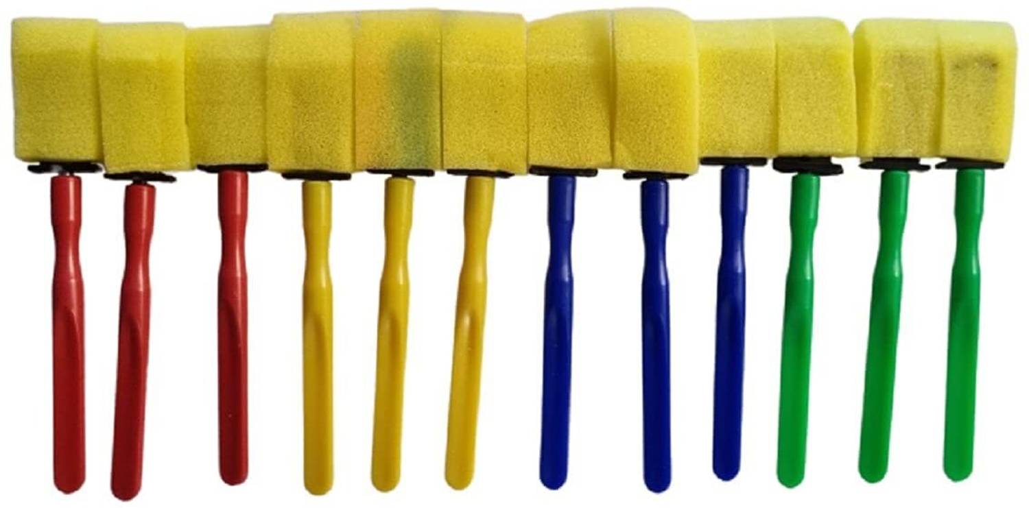53 Arts Foam/Sponge/Paint Brush for Staining with Plastic Handle Grip for Painting Painting Sponge Brush