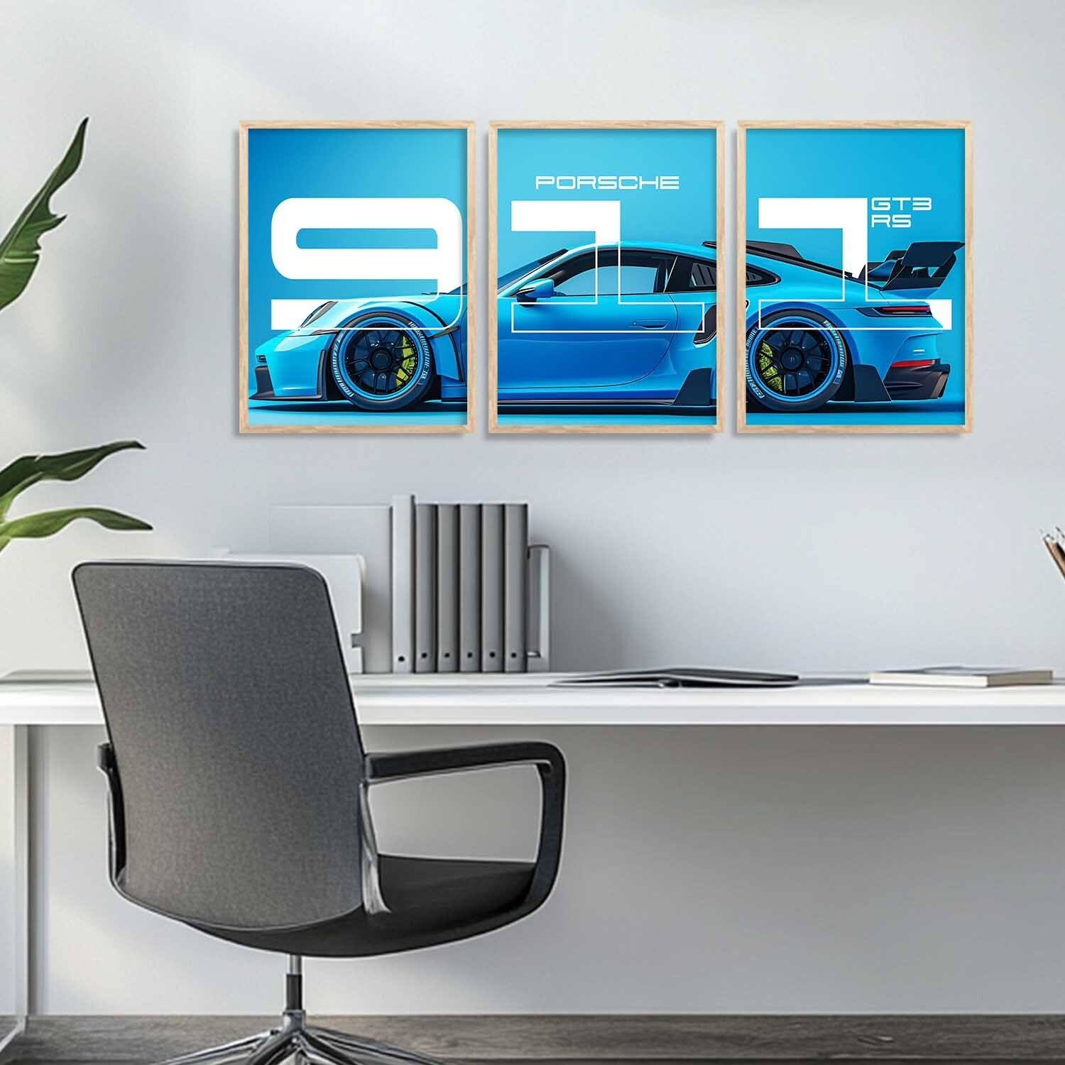 Image of KOTART Big Porsche Car Framed Posters Gift Items for Boys Room Bedroom Digital Reprint 13 inch x 10 inch Painting