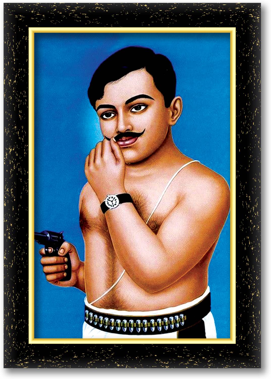 ARAAKA CHANDRA SEKHAR AZAD photo frame (Wood Base and Front Laminated) Acrylic 8 inch x 6 inch Painting