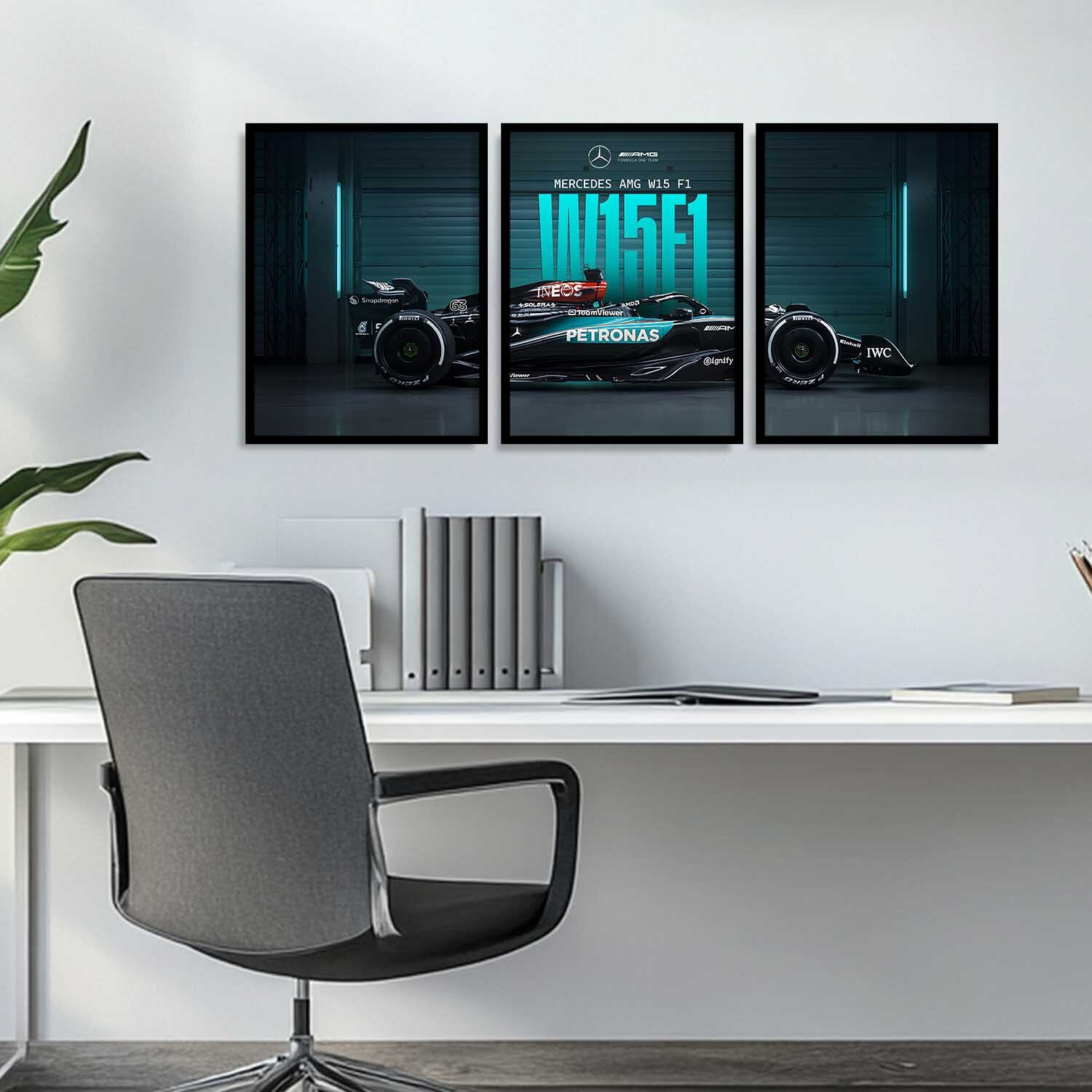 Image of KOTART Mercedes F1 Car Framed Painting- Perfect Gift for Boys Room & Bedroom Decor Digital Reprint 17 inch x 13 inch Painting