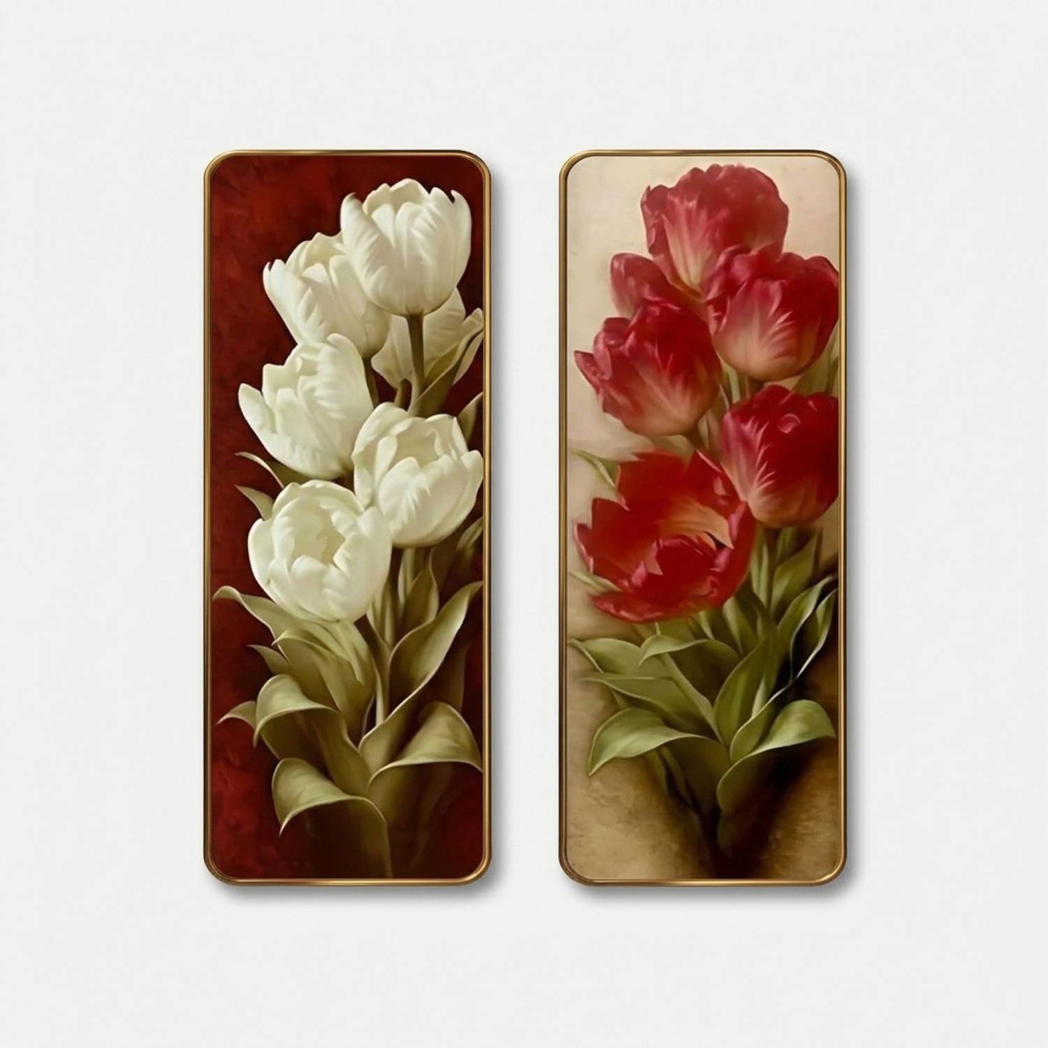 admireya arts Classic Tulip Bouquet Sparkle Finish Home Decor Painting (Set of 2) Digital Reprint 18 inch x 12 inch Painting